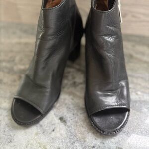Frye Black Open-Toe Leather Ankle Booties
